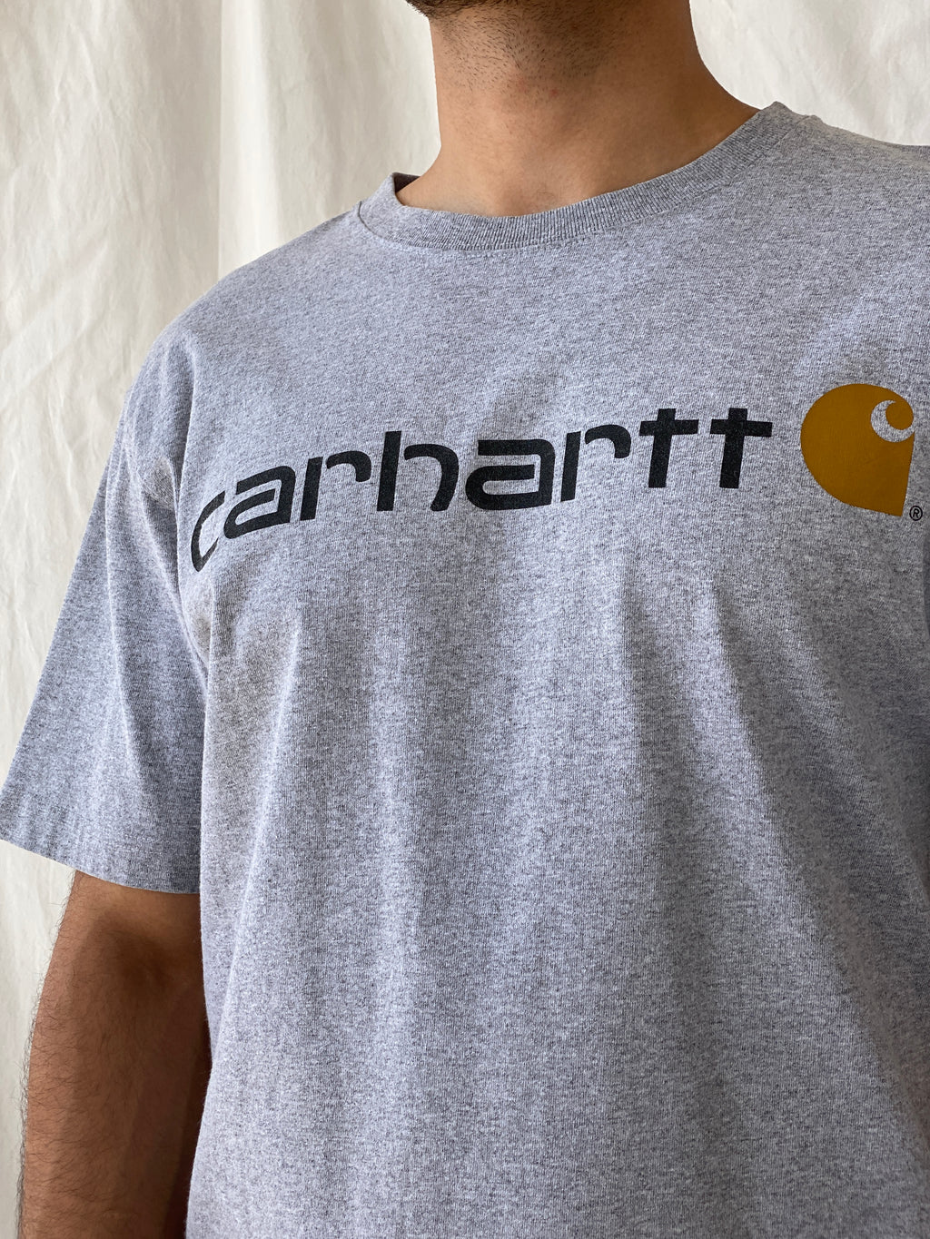 Carhartt Core Logo Men’s Loose Fit Gray Heavyweight Cotton T-shirt - M