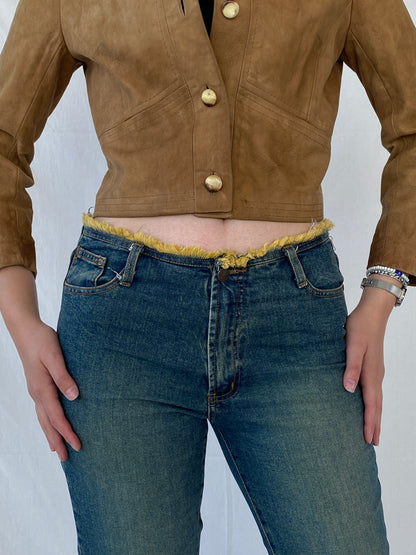 Vintage Gnädig Sportmoden Tan Cropped Genuine Suede Jacket - S