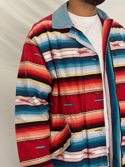 Vintage Woolrich Southwestern Stripe Zip-Up Cotton Shacket – L