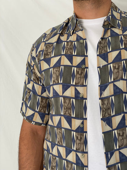 Vintage Campia Moda Geometric Shirt Abstract Short Sleeve Button-Up – M