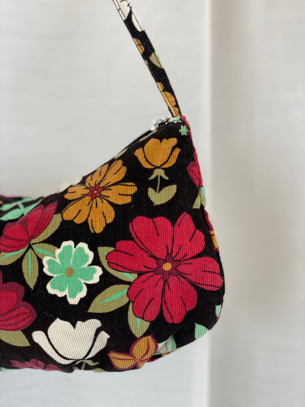 Y2K Floral Corduroy Exterior Shoulder Bag