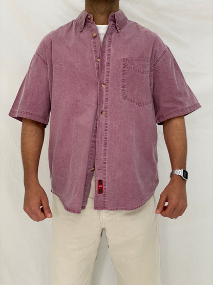 Vintage Wrangler HERO Washed Purple Cotton Shirt Oversized Workwear Shirt - M