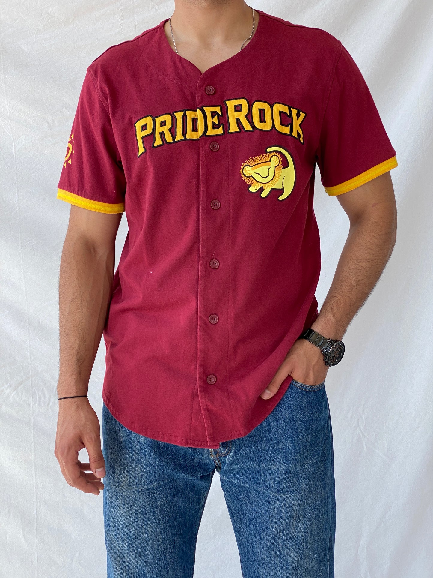 Disney The Lion King Pride Rock Mufasa Baseball Jersey - L