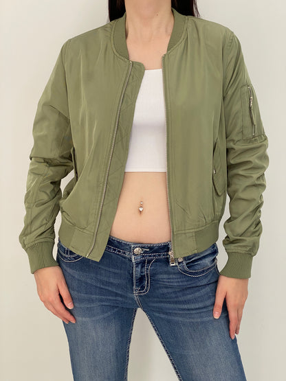 Y2K FB Sister Olive Green MA-1 Bomber Jacket - L