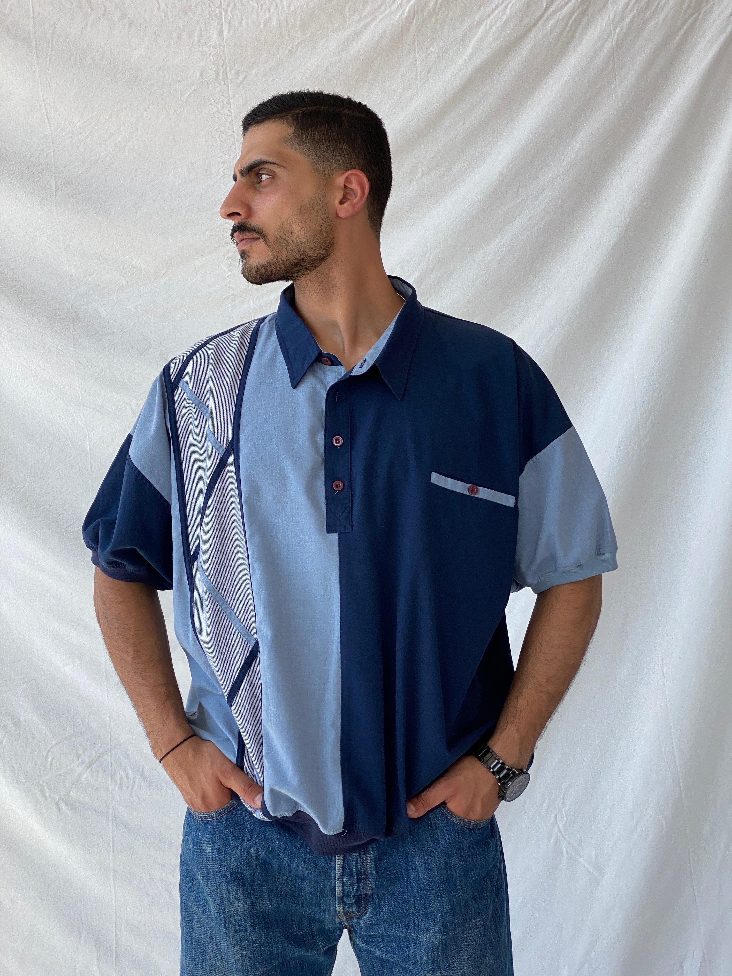 Vintage 90s Streetwear Alexxus Blue Men’s Polo Shirt - 2XL