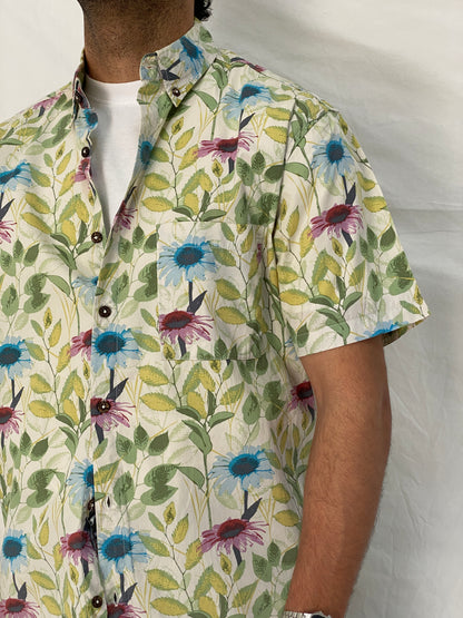 Vintage Burning Palma by Vailent Co Botanical Floral Button-Up Retro Vacation Shirt – L