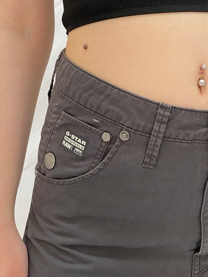 Vintage G-Star RAW 3301 Wide Leg Cropped Pants Charcoal Grey Streetwear Culottes - M