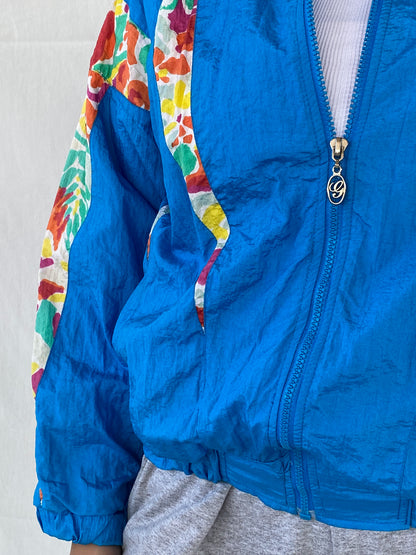 Vintage 80s/90s G Casuals Women’s Blue Windbreaker Track Jacket - S