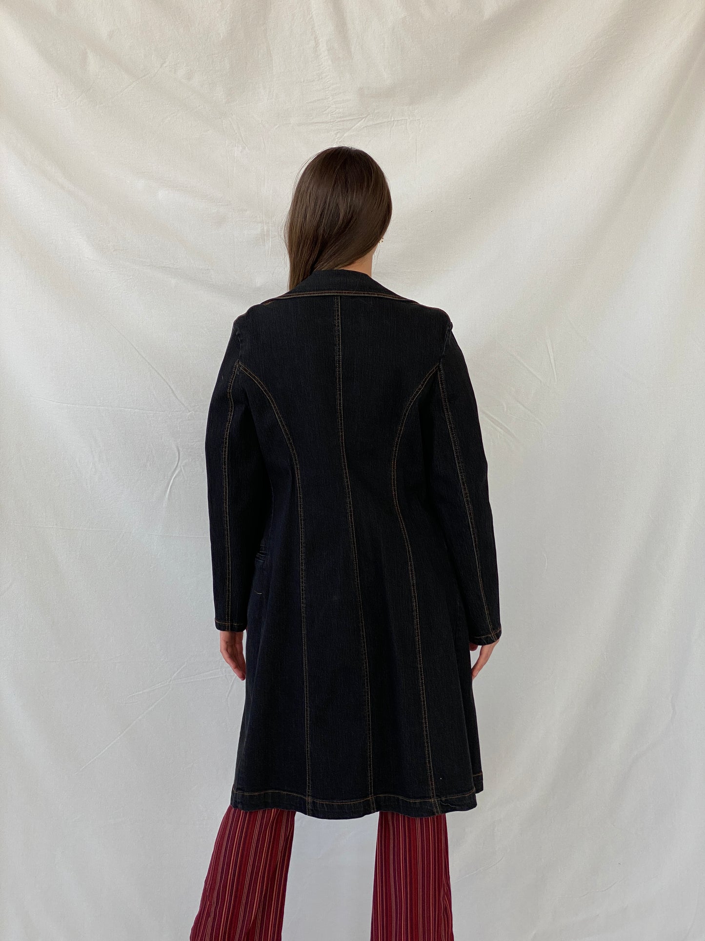 Vintage 90s BALANCE Dark Denim Coat - L