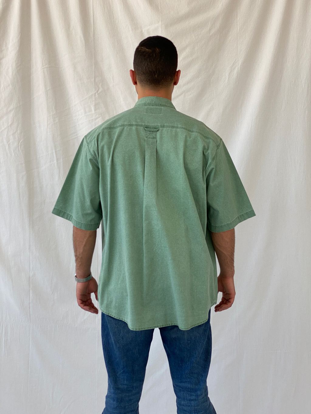 Vintage REDHEAD Men’s Green Short Sleeve Cotton Shirt - 2XL