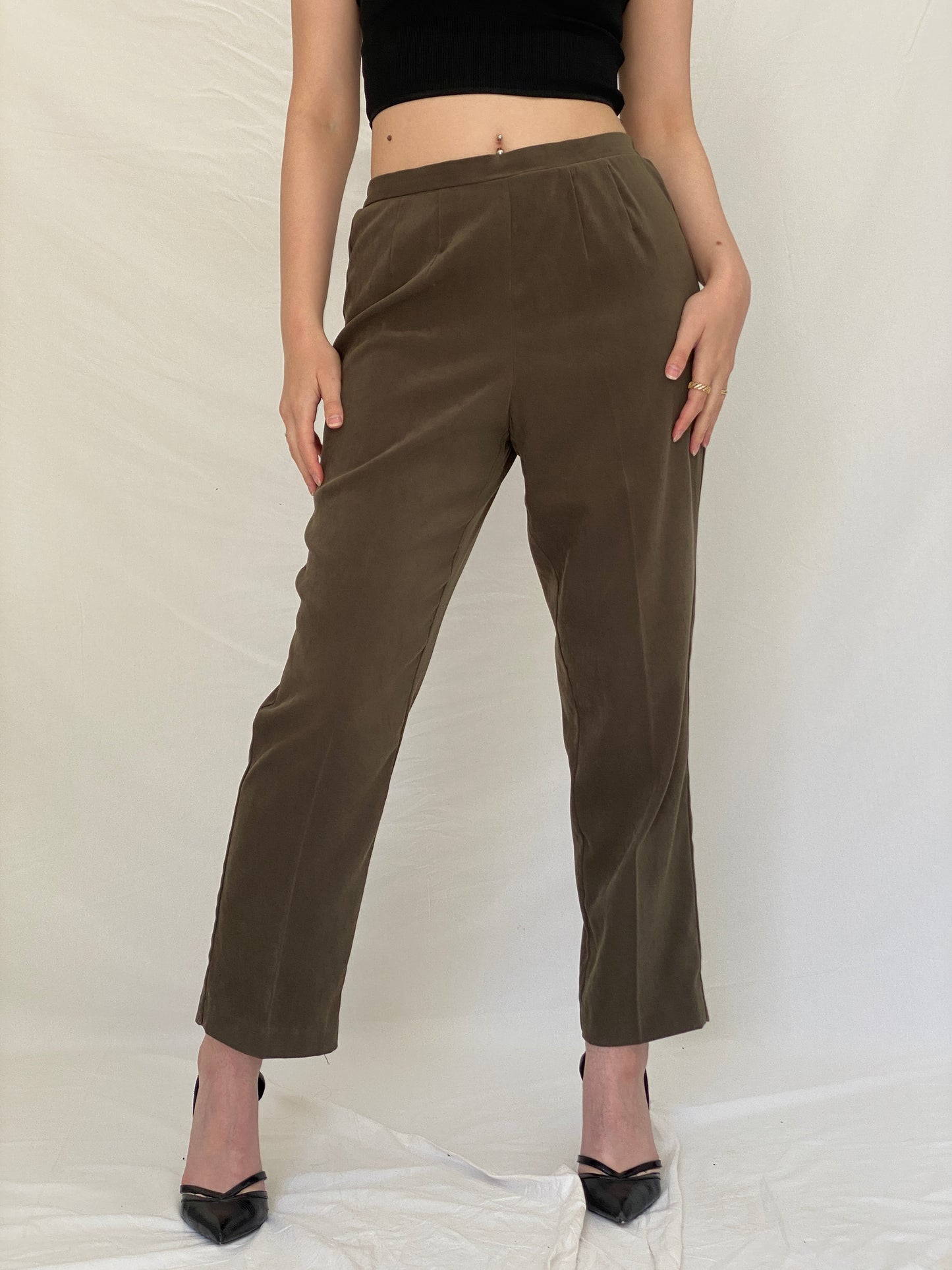 Vintage 90s Sag Harbor Dress Petite Olive Green Blazer & Pants Set Officecore Tailored Suit - M