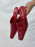 Vintage 90s Marypaz Red Genuine Leather Mules