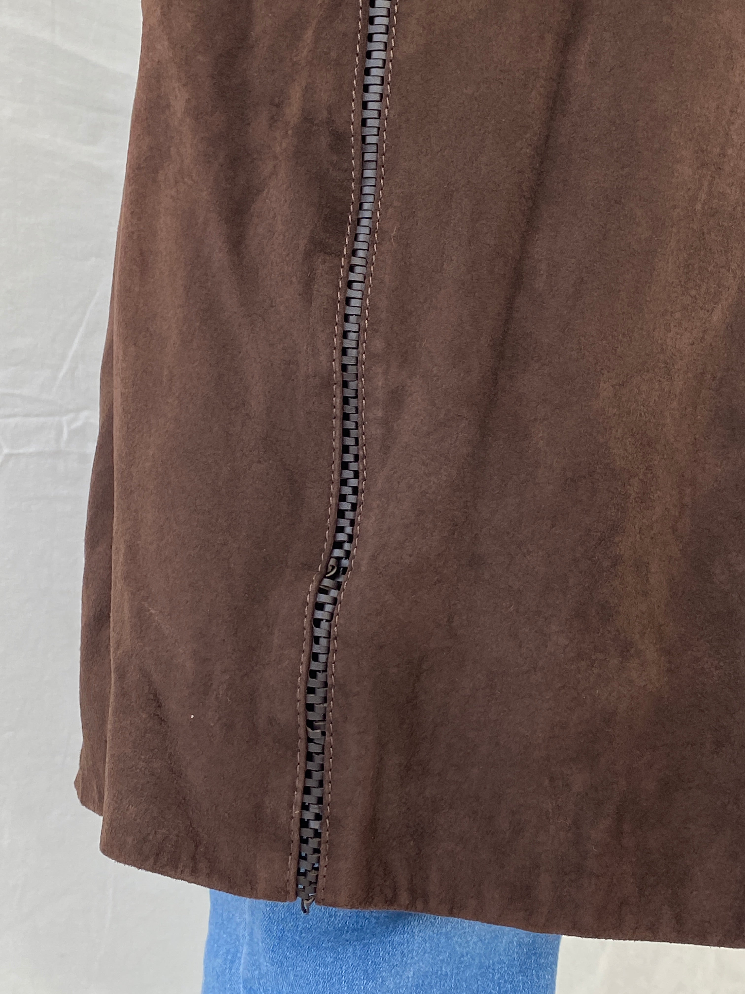 معطف كارين ميلين الأفغاني ذو الياقة الفروية من جلد الغزال البني - مقاس صغير