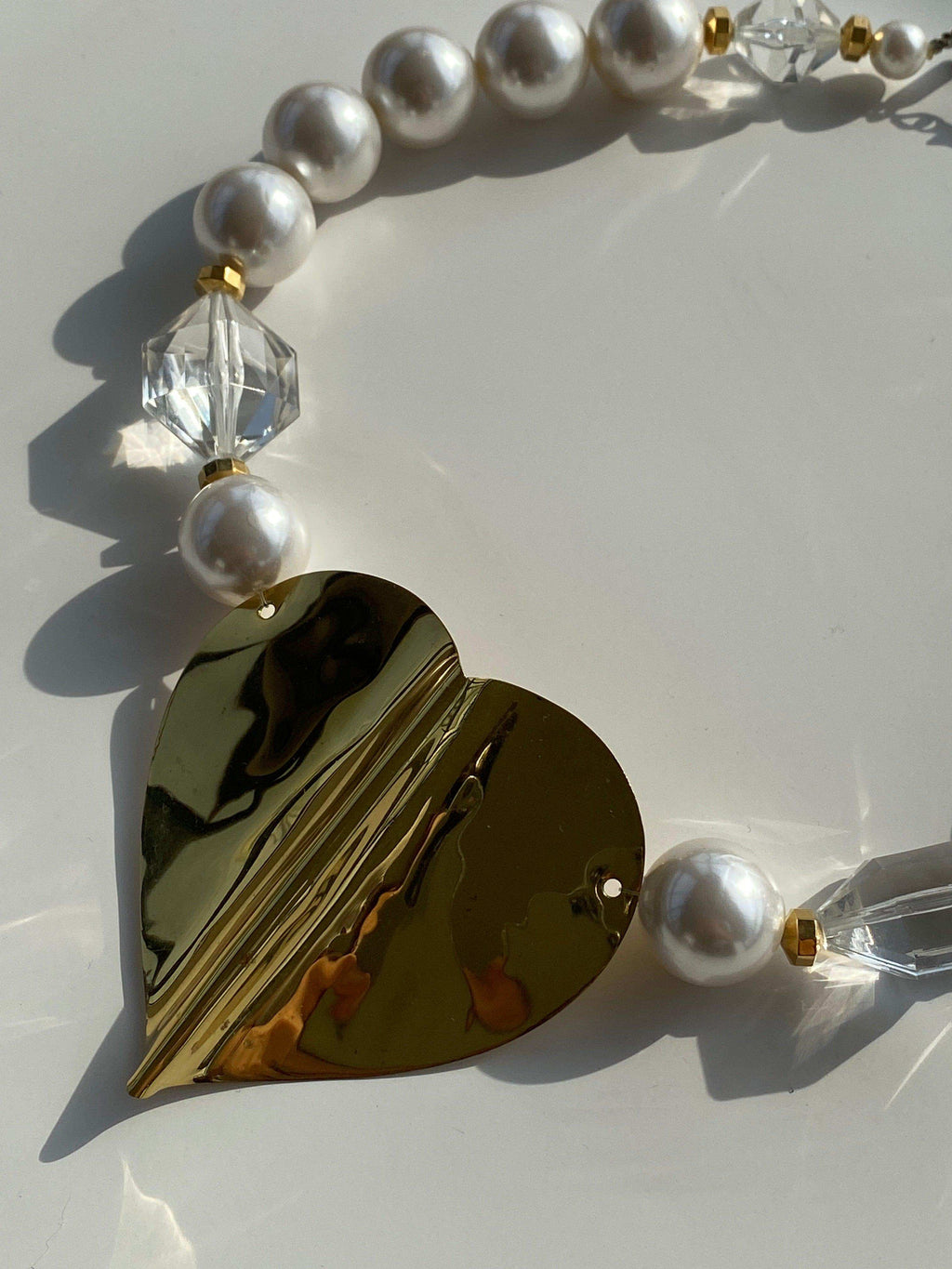 Vintage Chunky Heart Necklace With Faux Crystals - Balagan Vintage Necklace 00s, 90s, Necklace, NEW IN