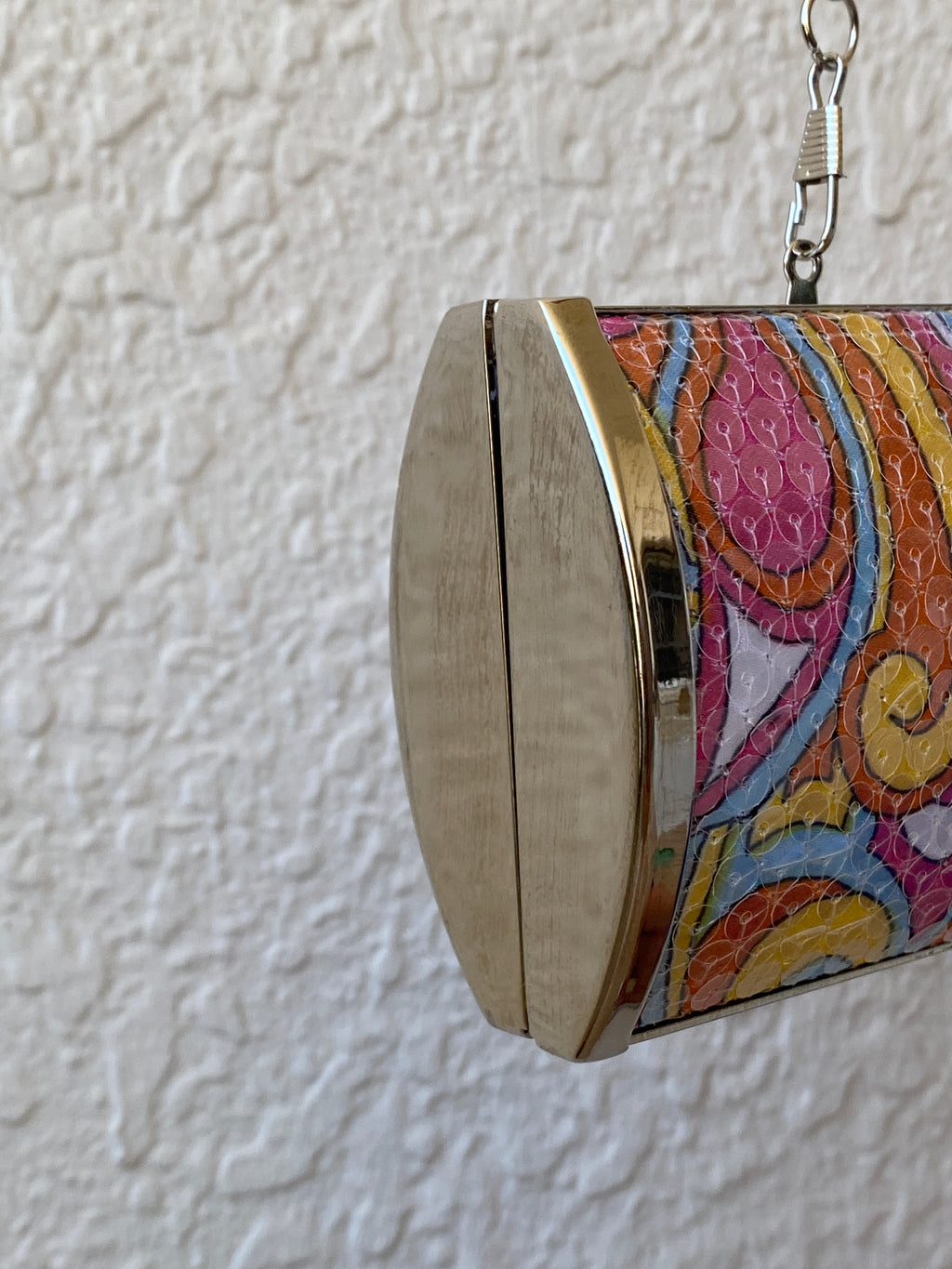 Multicolor Sequined Groovy Silver Hardware Party Clutch