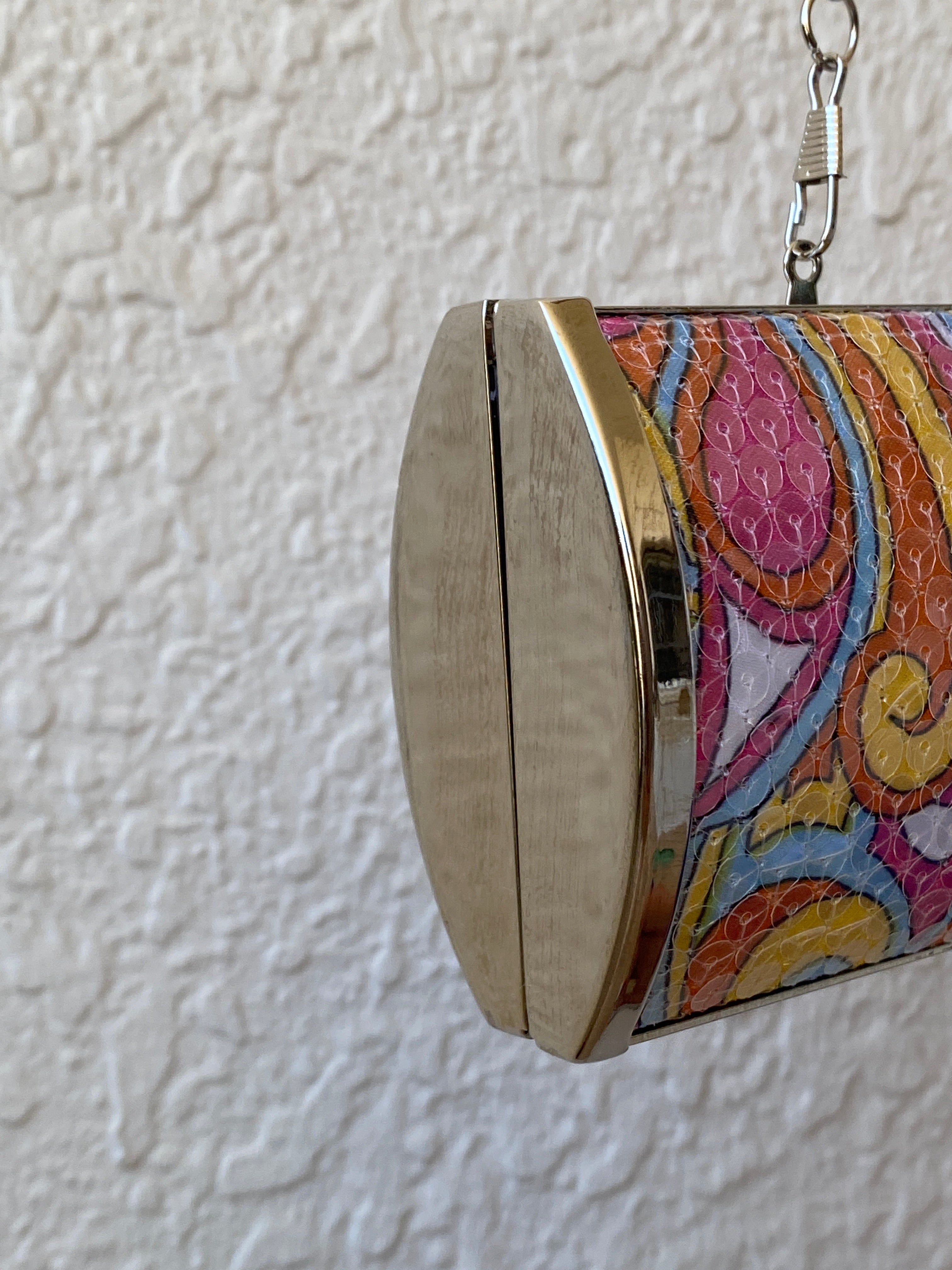 Multicolor Sequined Groovy Silver Hardware Party Clutch