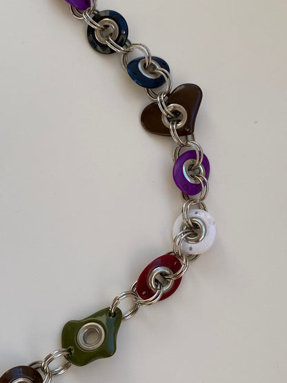 Vintage Y2K Una Hopkins Multicolor Resin Grommet Convertible Necklace Belt