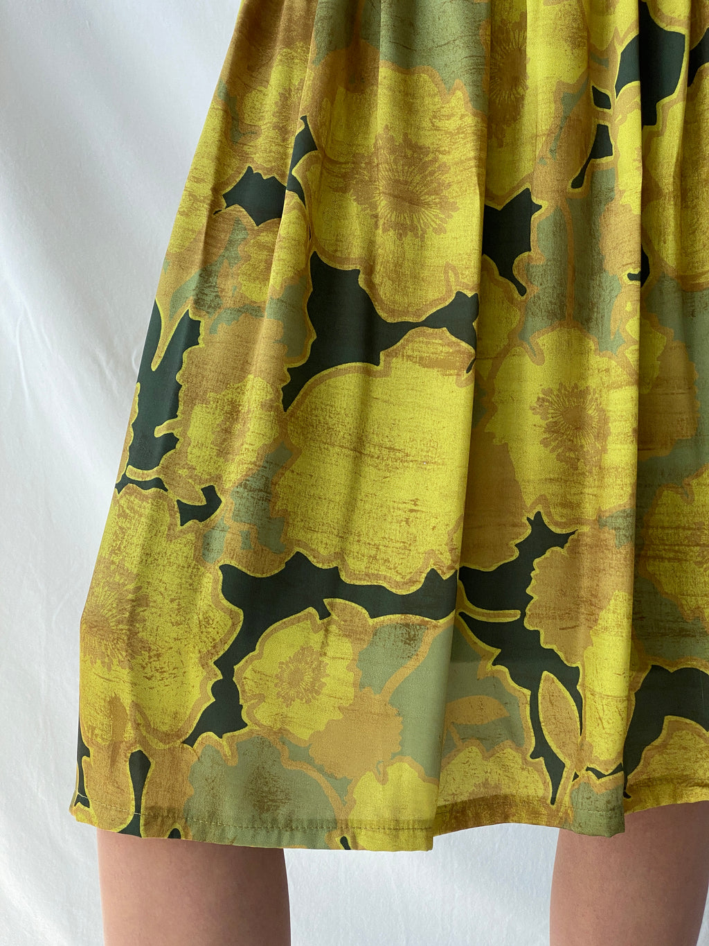 Beautiful La Fée Maraboutée Yellow & Green Floral Midi Skirt - M