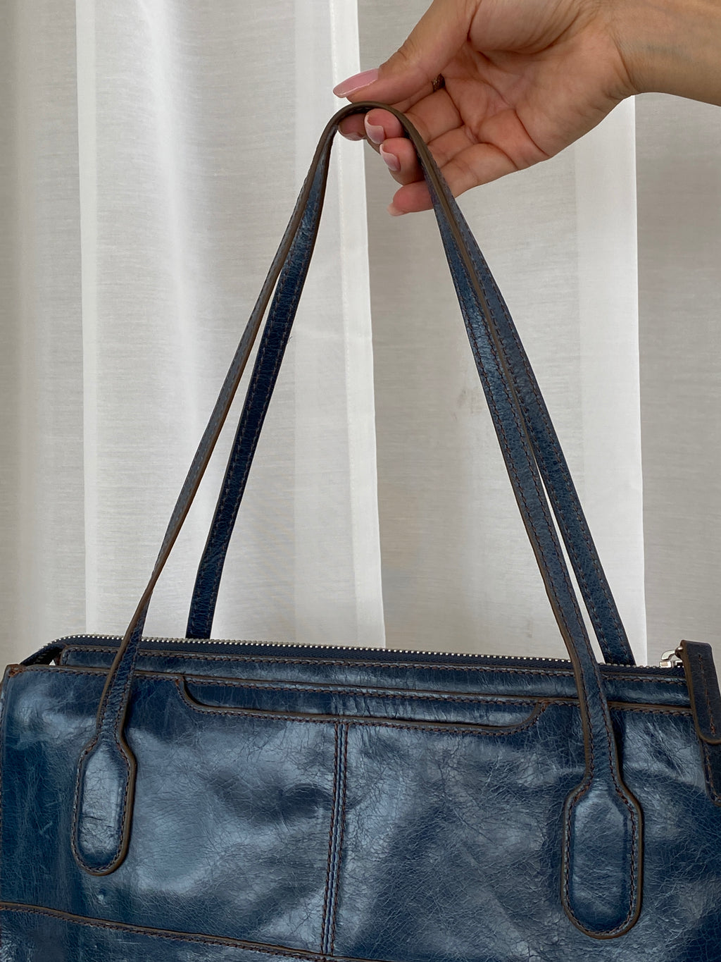 Vintage Hobo The Original Friar Genuine Leather Navy Shoulder Bag