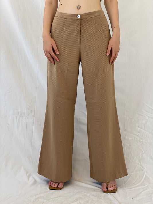 Ashley Brooke Designer Mode Beige Wide Leg Trousers Mid Rise Pants - L