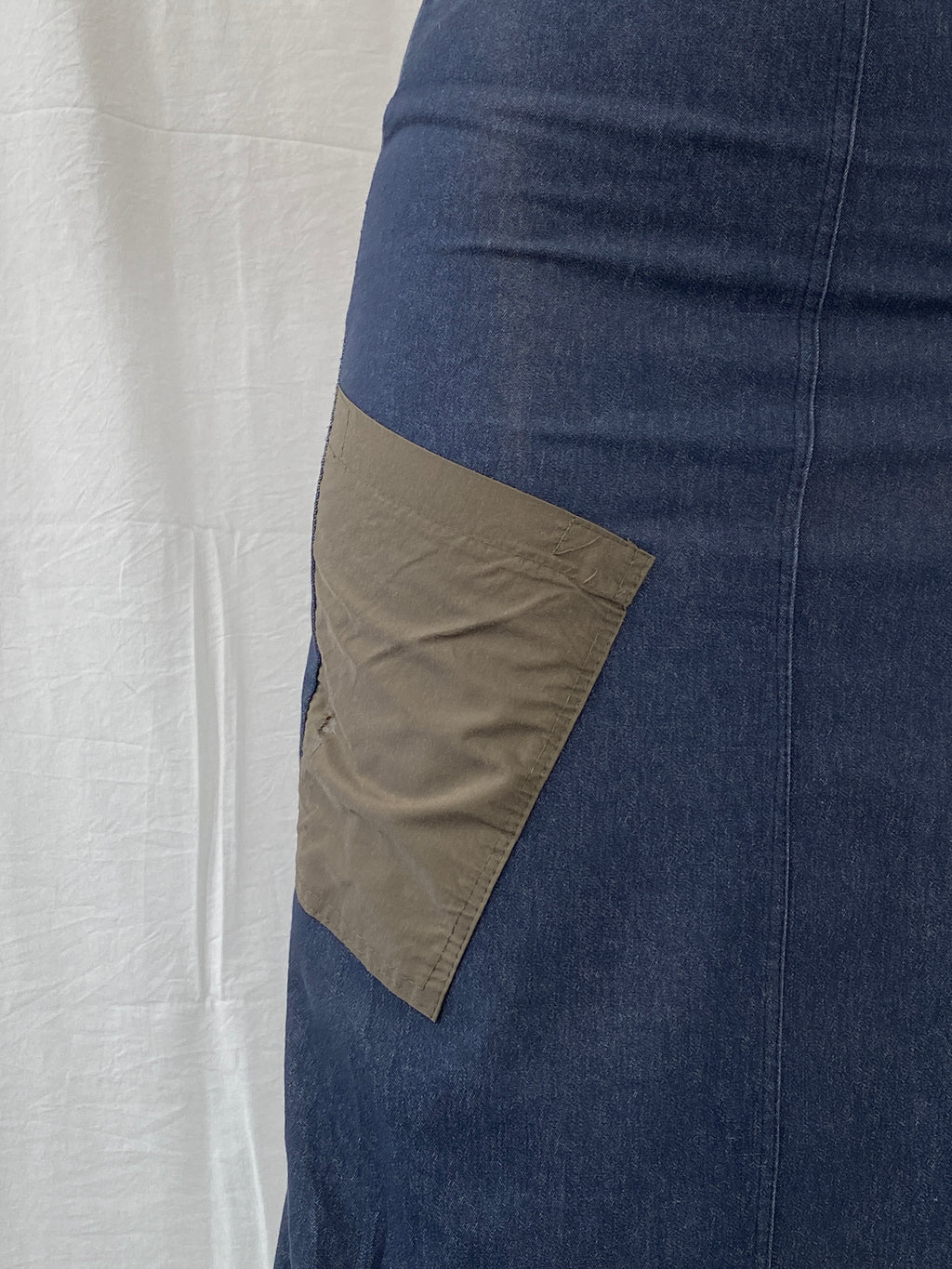 Vintage JDF Paris Archival Ruched Trim Utility Maxi Denim Skirt  - S