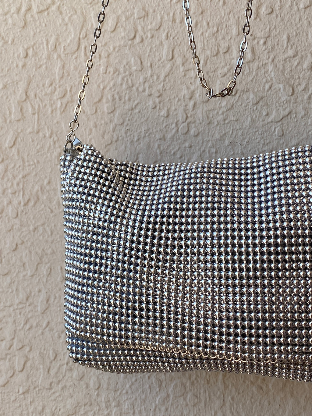 Vintage La Regale Silver Mesh Evening Bag with Chain Strap – Y2K Glam