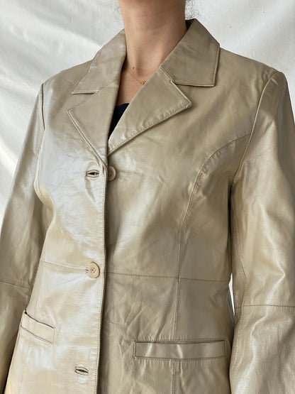 Vintage Elements Cream Genuine Leather Jacket - L