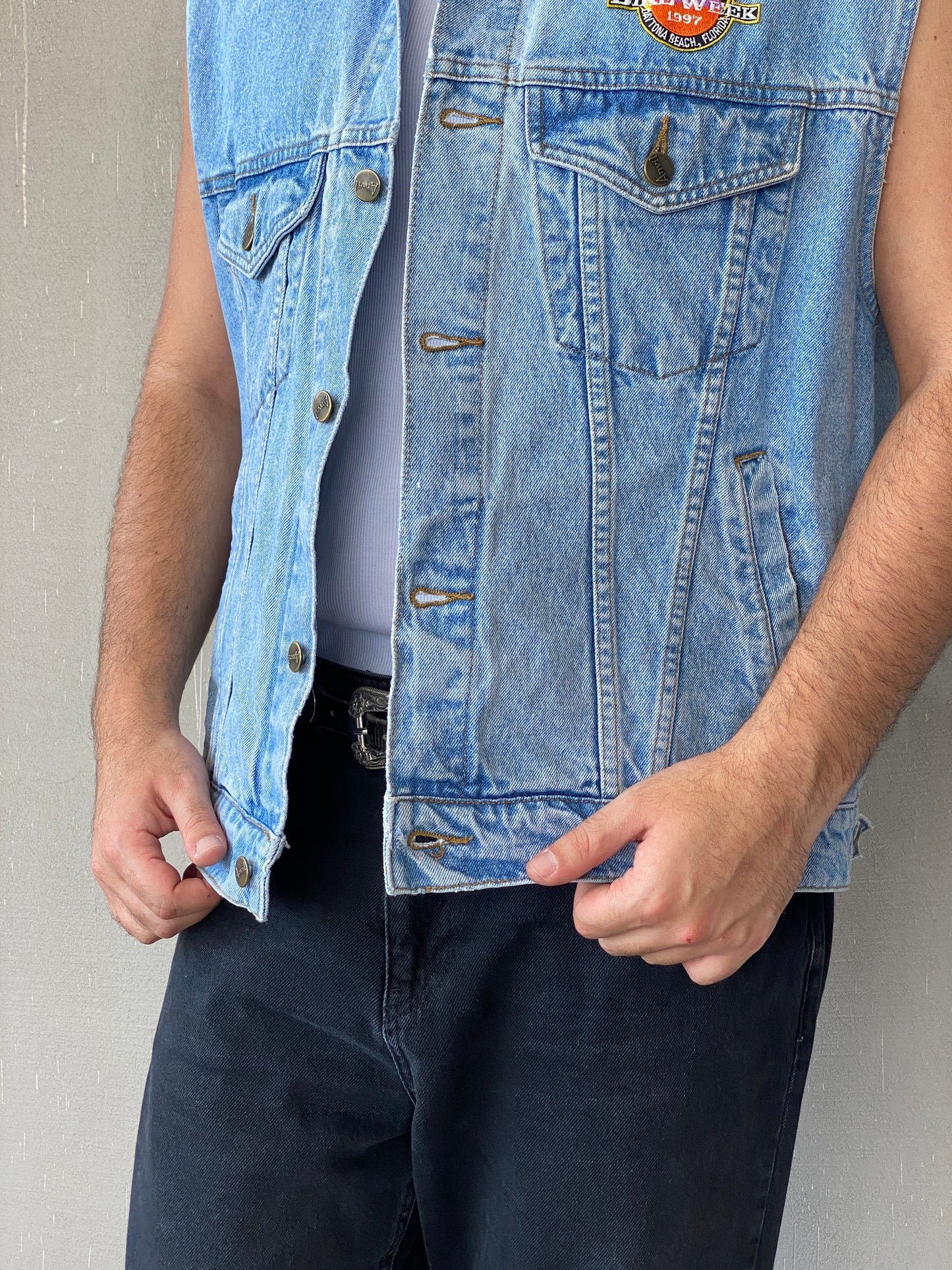 Vintage Feeling Anvil Oversized Denim Vest - 2XL