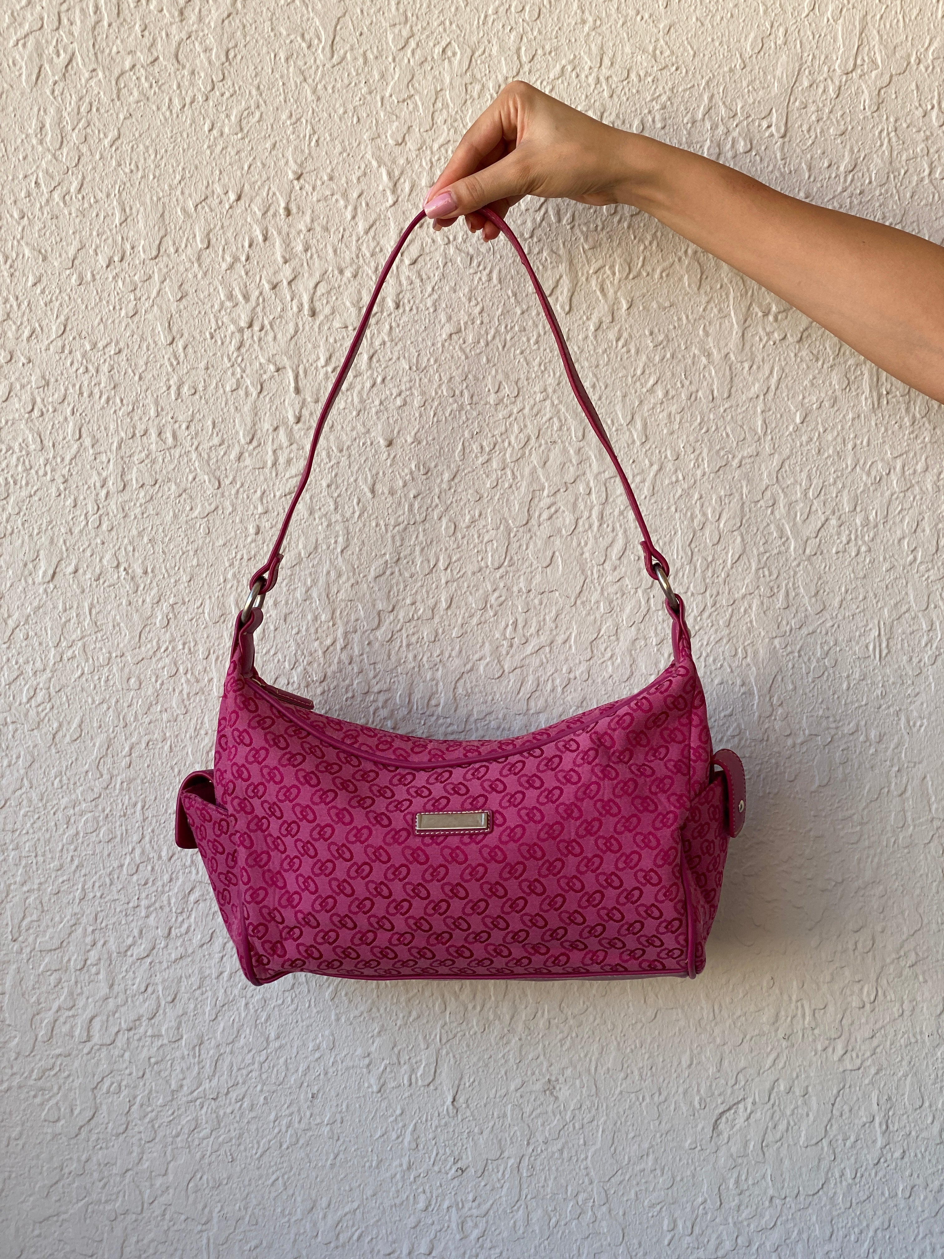 00s Y2K Pink Shoulder Bag With Pockets  On The Side