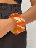 Vintage Kate Spade Chunky Resin Bangle Bracelet Orange and Cream Swirl Statement Cuff