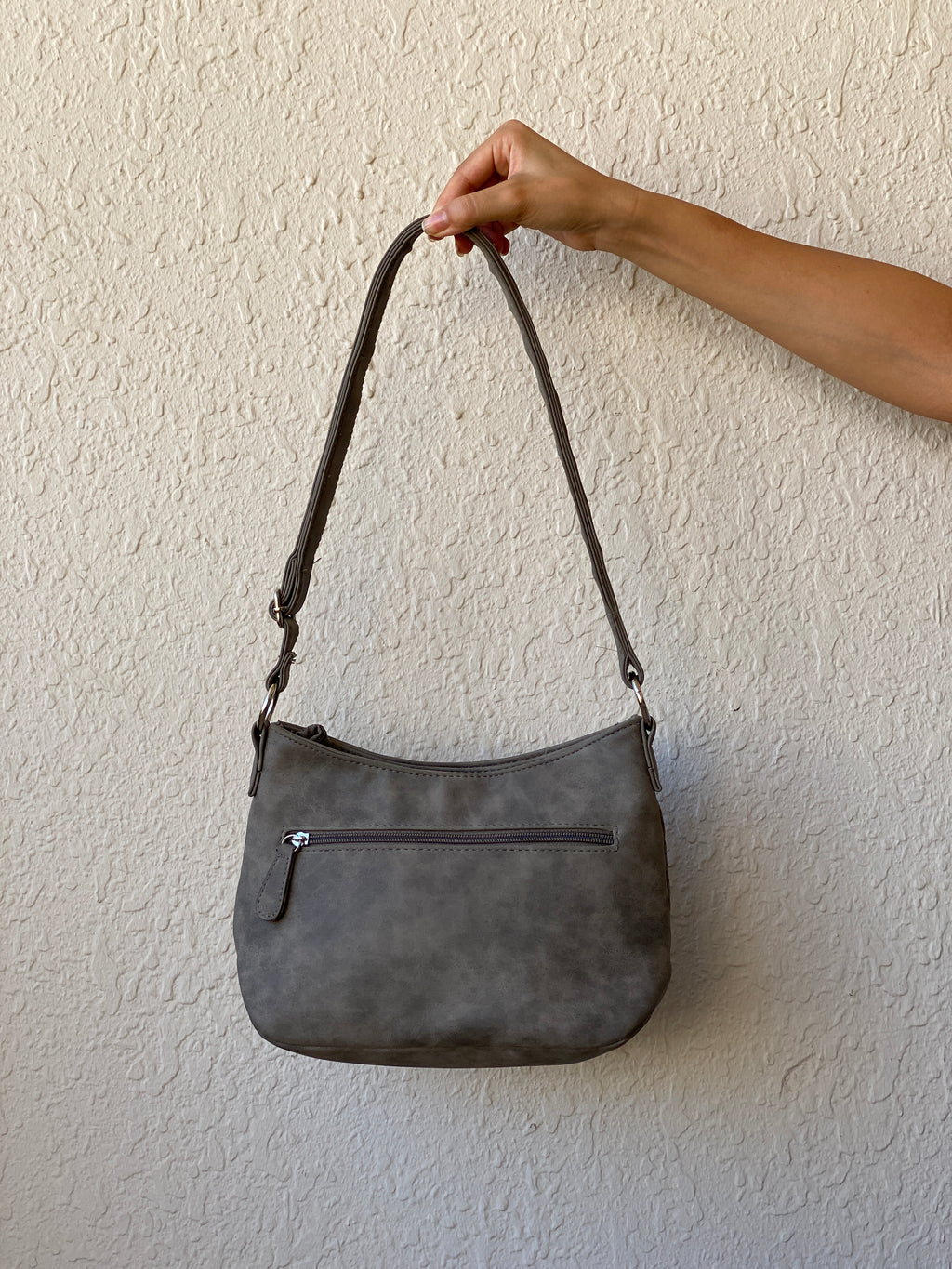 Y2K Stone Mountain USA Grey Perforated Vegan Leather Shoulder Bag
