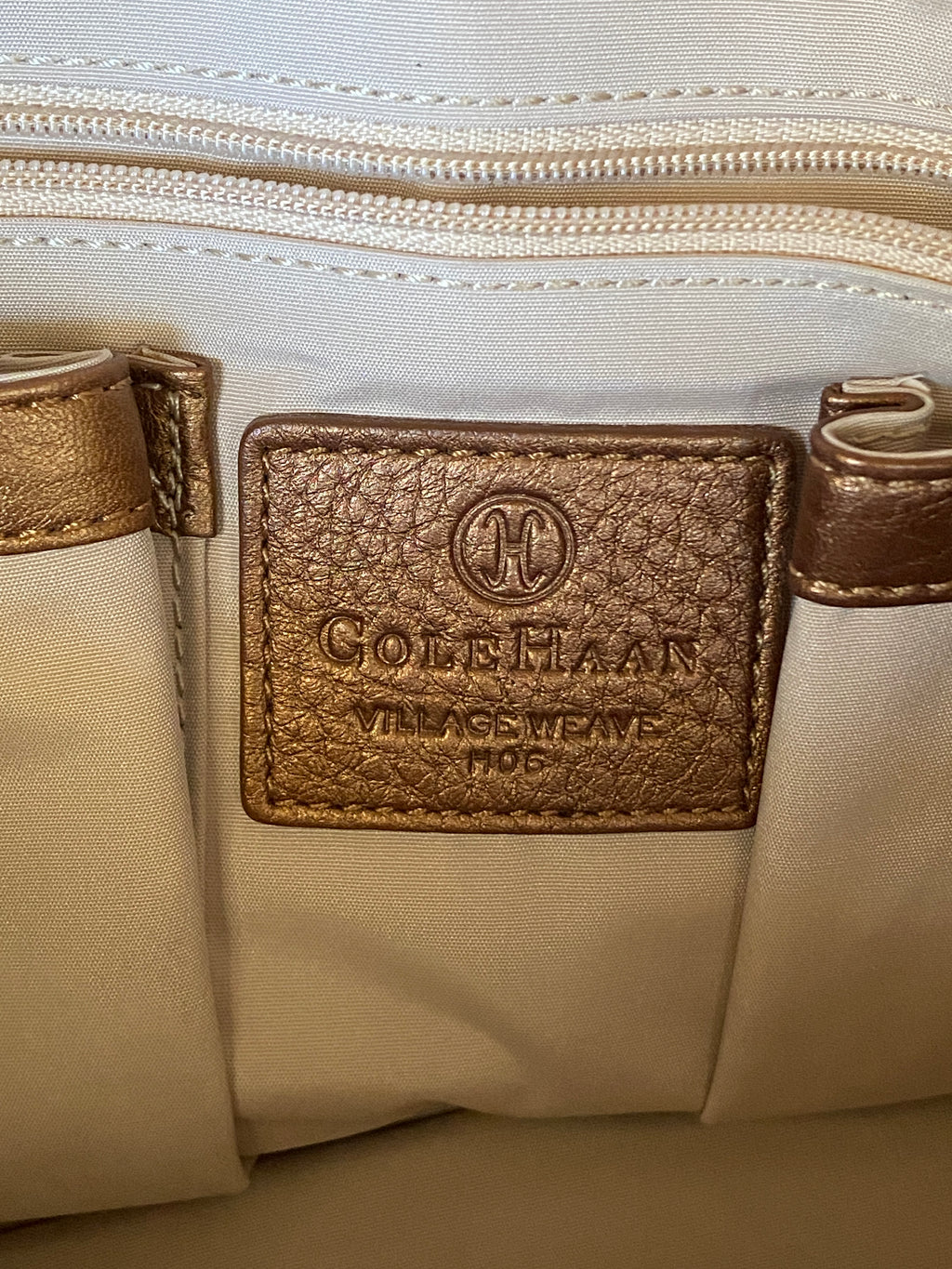 Beautiful Cole Haan Village Weave H06 Purse Woven Leather Bronze Handbag