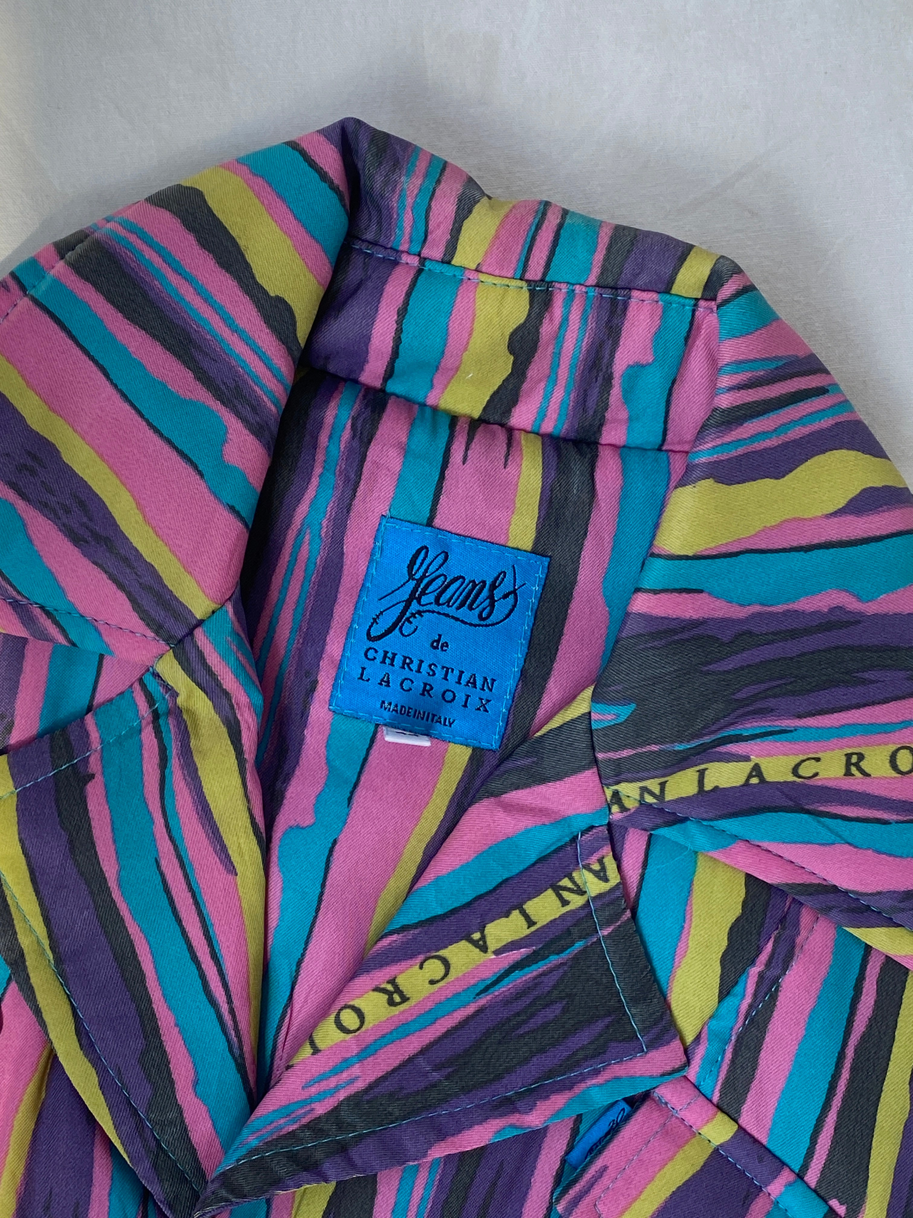 90s Vintage Christian Lacroix Fitted Zip Down Multicolored Vest - L