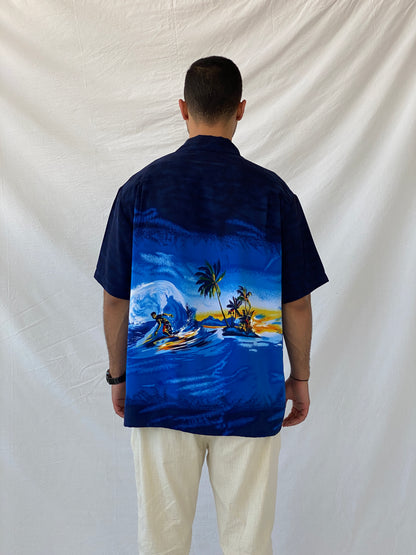 Vintage Kennington Hawaiian Half-Sleeve Blue Shirt - XL