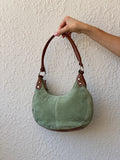 Vintage Green Genuine Suede Purse Women’s Soho Shoulder Bag