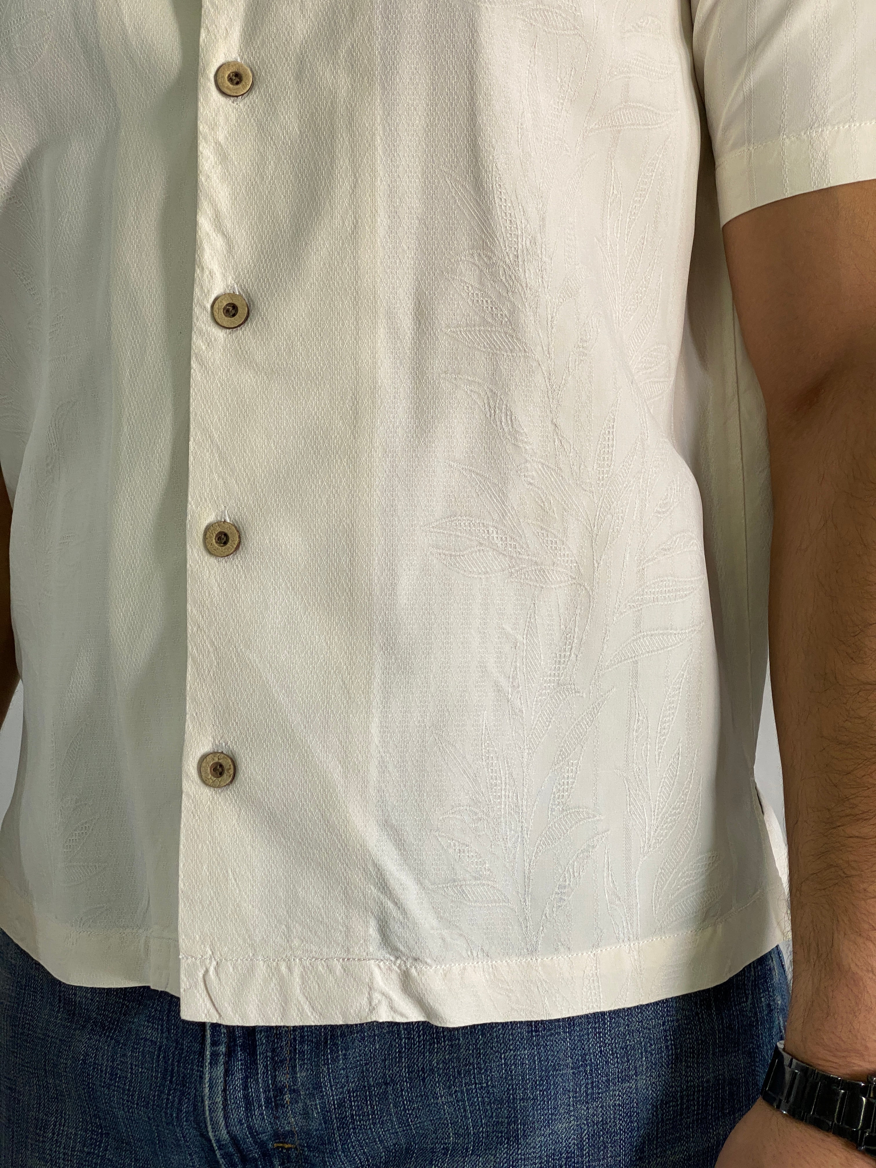 Vintage Jamaica Jaxx Authentic Island Style Men’s Off White Silk Shirt - L