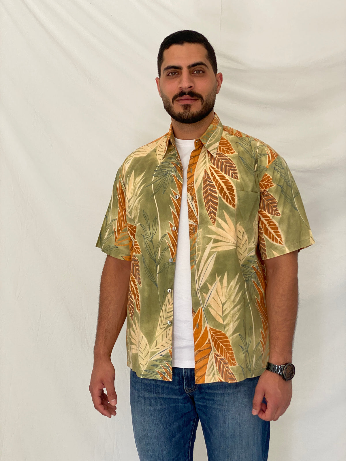 Vintage Tori Richard USA Tropical Leaf Print Cotton Hawaiian Shirt – L Vintage Tori Richard USA Tropical Leaf Print Cotton Hawaiian Shirt – L