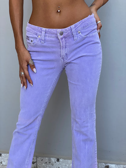 Vintage Y2K Squeeze Jeans Lavender Corduroy Low-Rise Flare Pants - 34EUR