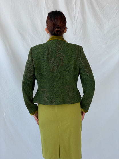 Vintage 90s Ever Green With Velvet Details Blazer - M