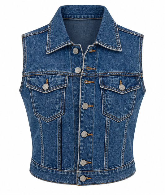 Vintage 90s Calvin Klein Jeans Blue Cotton Denim Cropped Vest - M