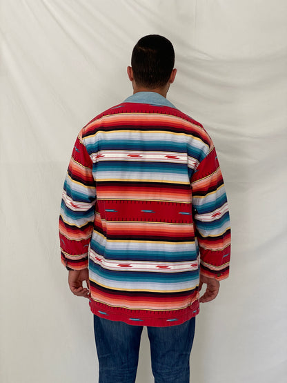 Vintage Woolrich Southwestern Stripe Zip-Up Cotton Shacket – L