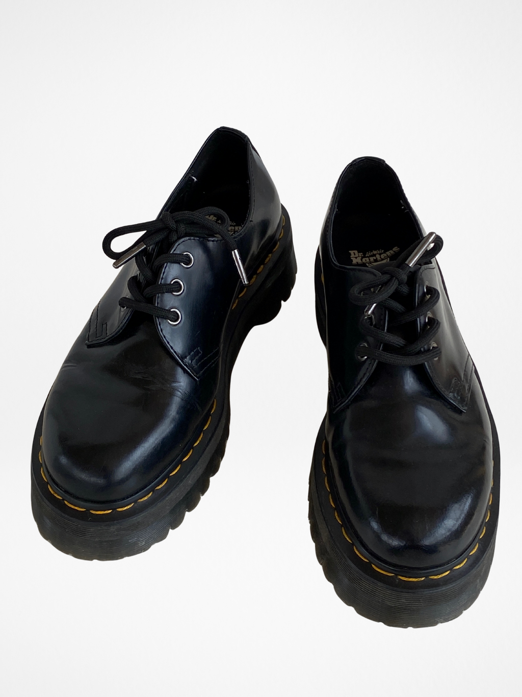 حذاء ديربي من دكتور مارتنز دوكس، جلد أسود، ذو نعل سميك، برباط، مقاس أوروبي ٤١