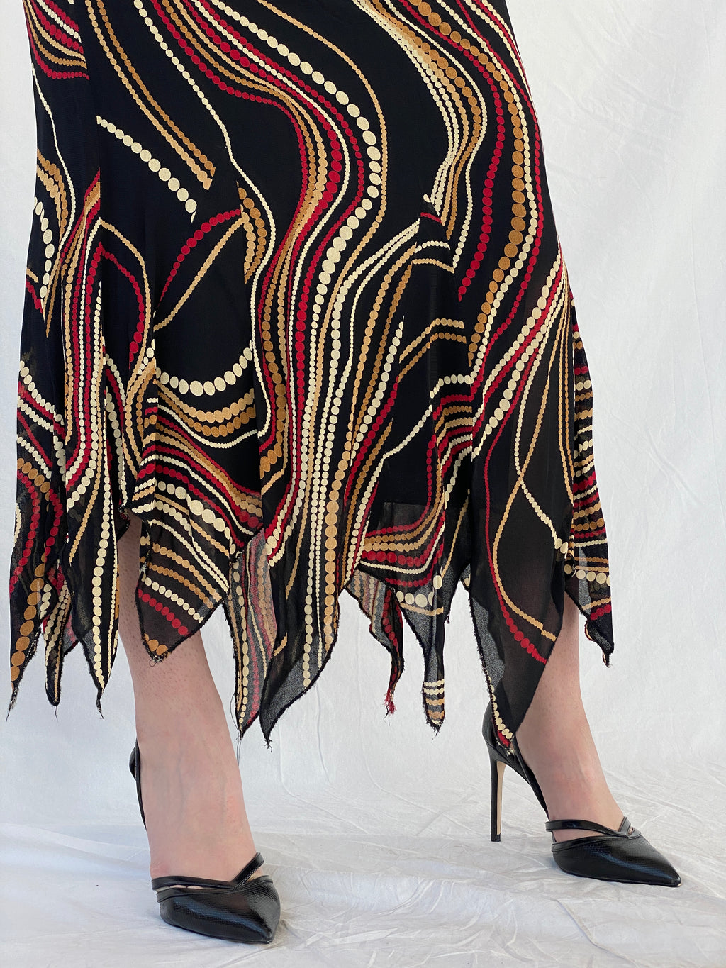 Vintage Feyyaz Collection Black Groovy Asymmetric Maxi Skirt - M