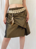 Statement Y2K Metallic Olive Green Short Women’s Skirt - L