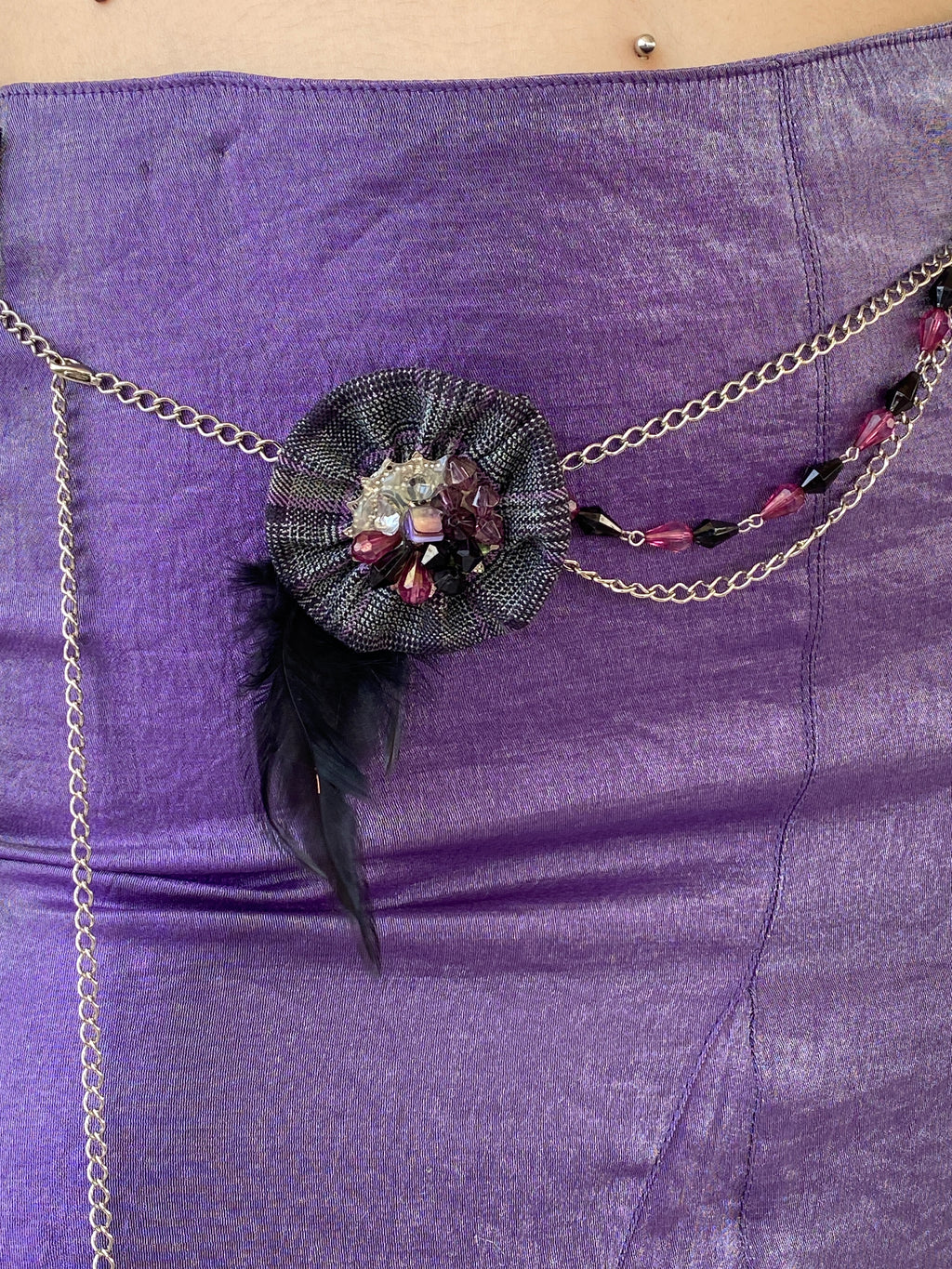 Vintage Y2K Alvina Whimsy Goth Metallic Purple Midaxi Women’s Skirt - M