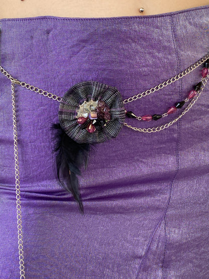 Vintage Y2K Alvina Whimsy Goth Metallic Purple Midaxi Women’s Skirt - M