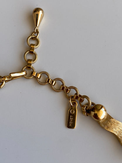 Vintage Monet Brushed Gold Wave Link Choker Necklace