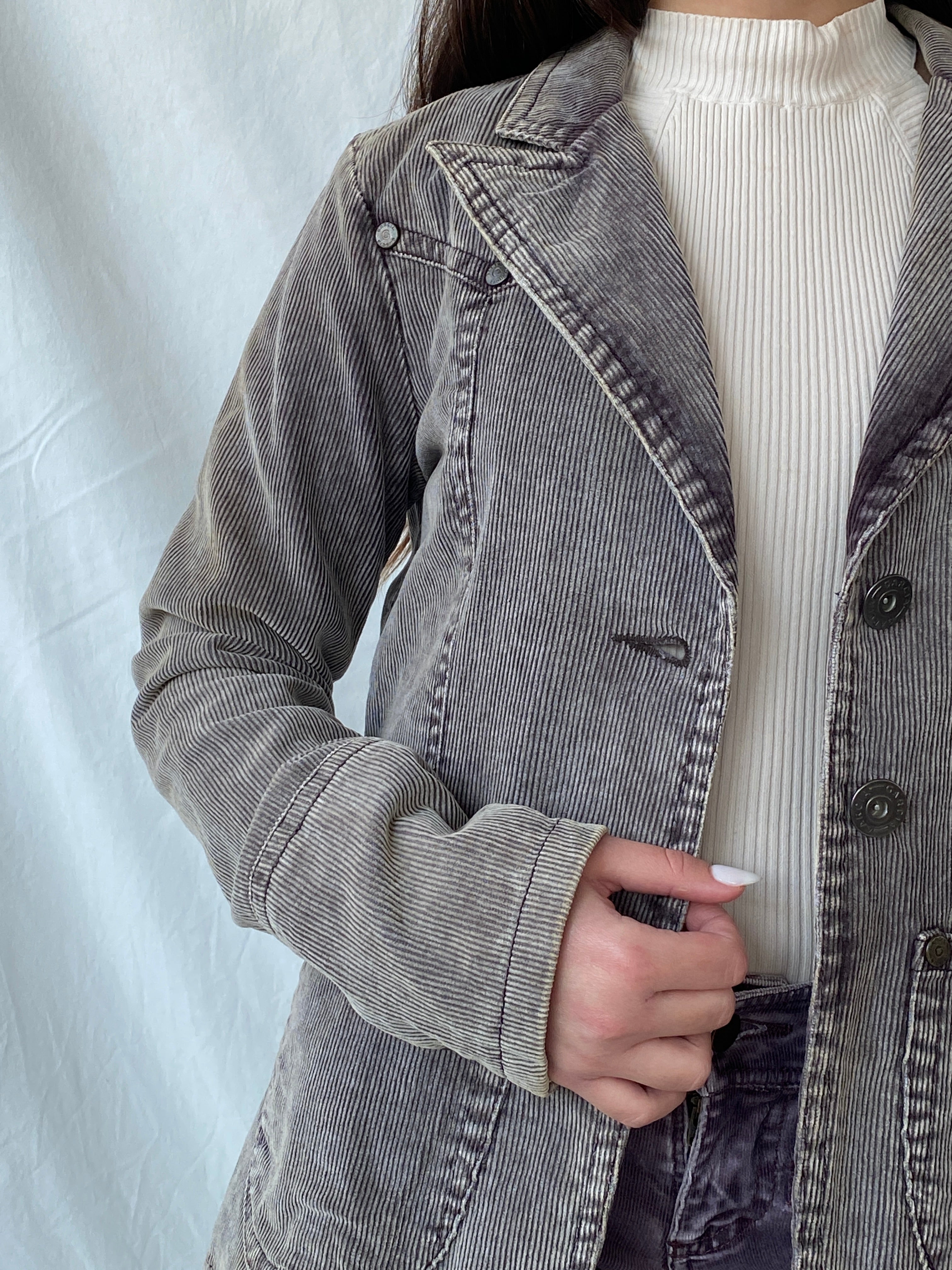 Vintage Garcia Downtown Denim Rebel Grey Corduroy Blazer - M