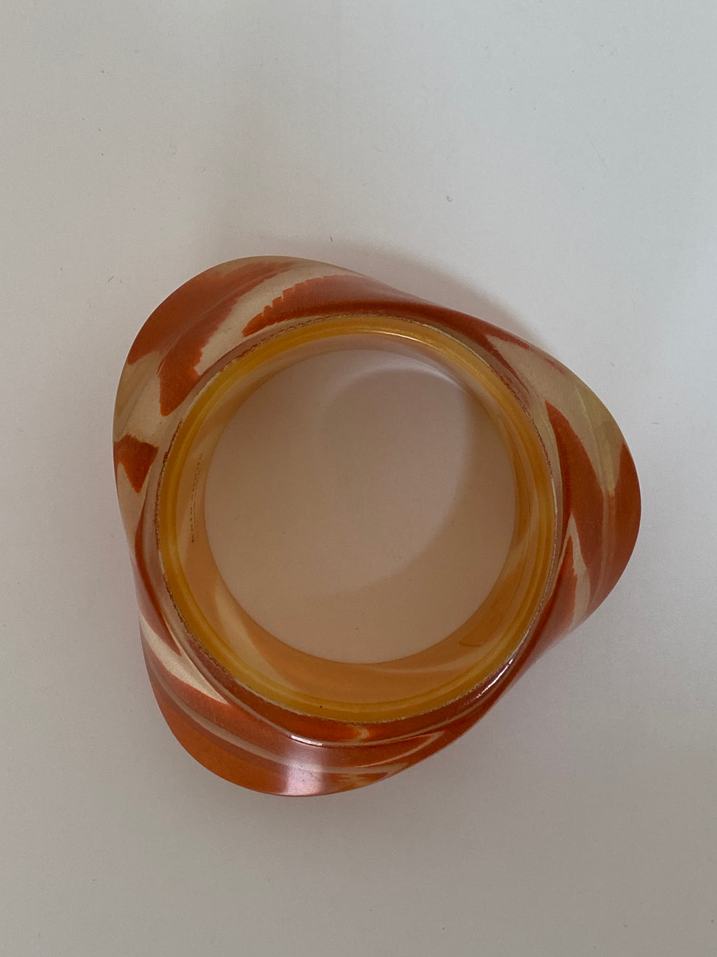 Vintage Kate Spade Chunky Resin Bangle Bracelet Orange and Cream Swirl Statement Cuff