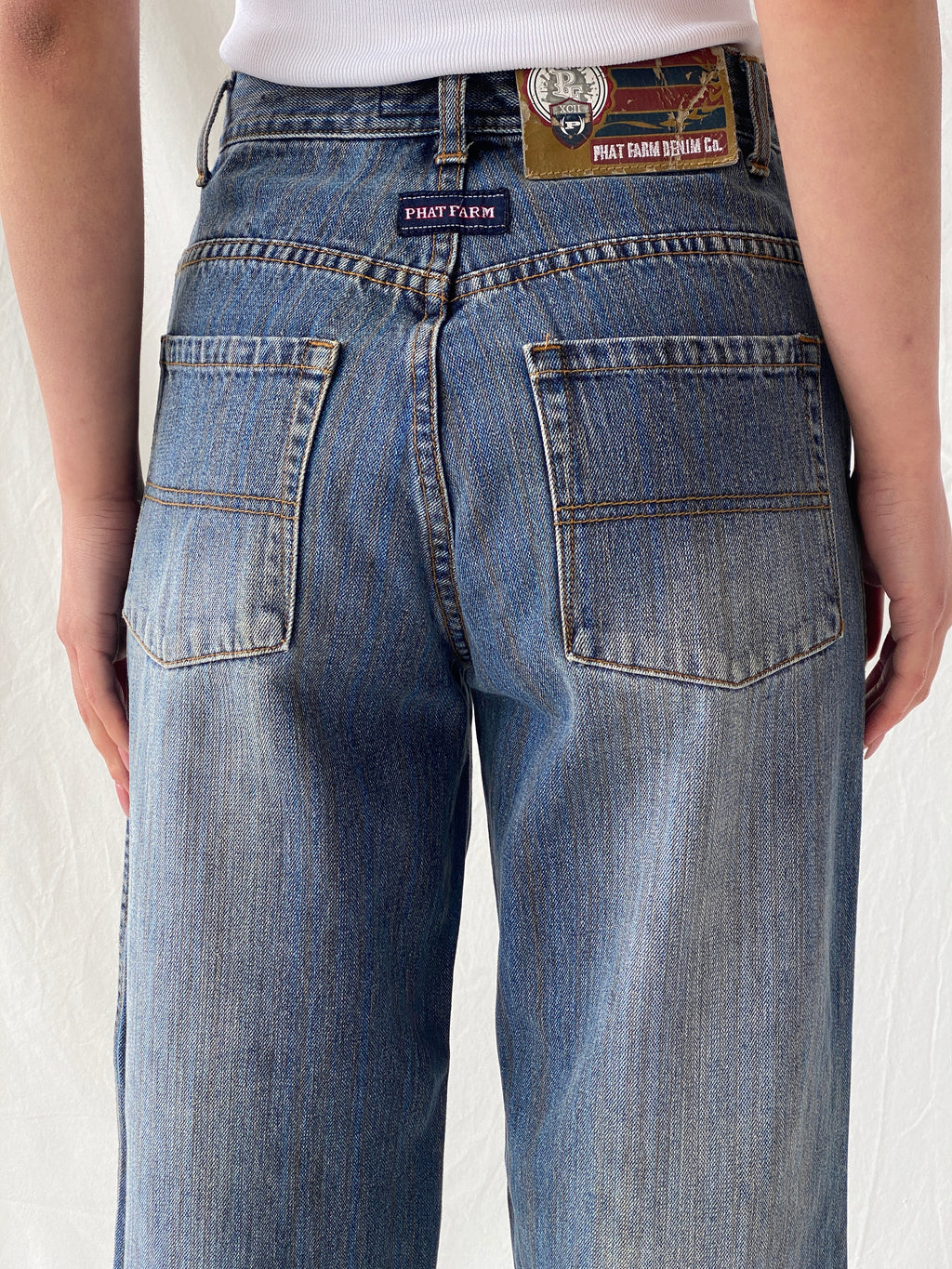 Y2K Phat Farm P Denim Wide Leg Women’s Striped Jeans - 34EUR